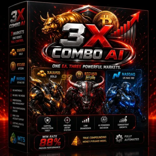 3X COMBO AI MT5 V7 – Trade Gold, BTC, NASDAQ | Unlimited