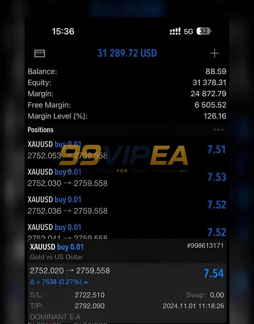 Dominant EA Pro MT5 results